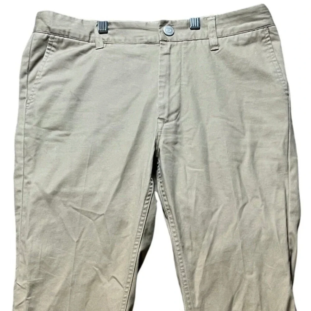Bonobos Chino Pants Mens 33x28 Khaki Tan Flat Front Twill Tailored Fit Classic